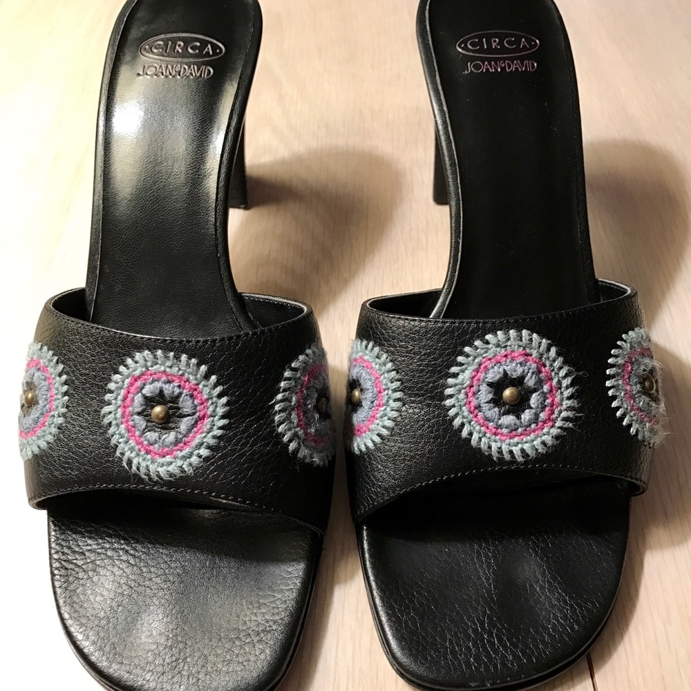 Circa by Joan & David black leather slip on heels